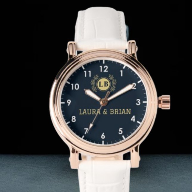 Montre Navy Blue Vintage style Monogram (Créateur téléchargé)