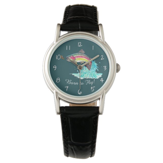 Montre Né à Fly Jumping Rainbow Trout Fly Fishing (devant)