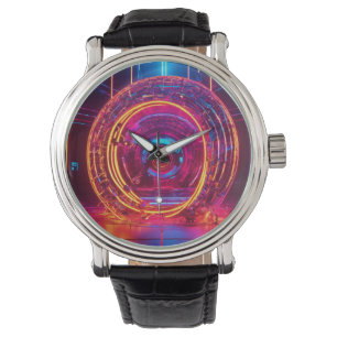 Montre Neon Ocean : 4D Techno Dance Album Art in 3D Abstr