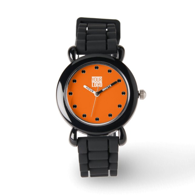 Montre Neon orange - ajoutez votre logo (Recto)