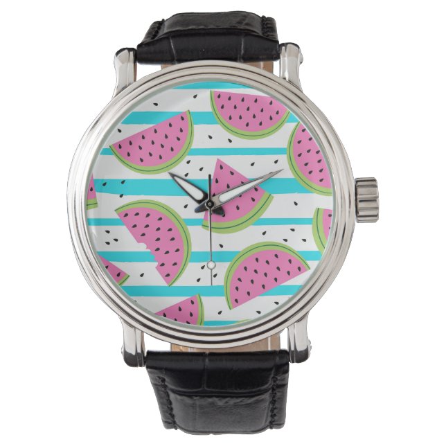 Montre Neon Watermelon on sur Stripes Motif (devant)