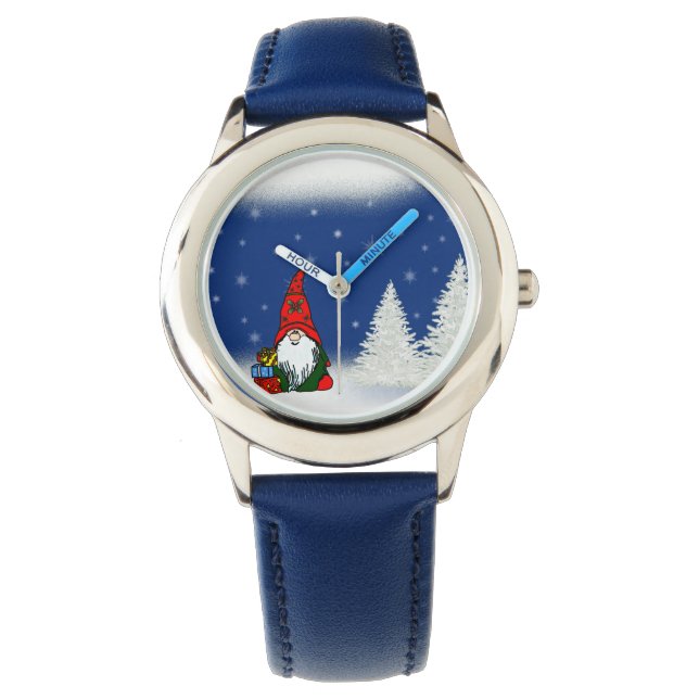 Montre Noël bleu Gnome (devant)