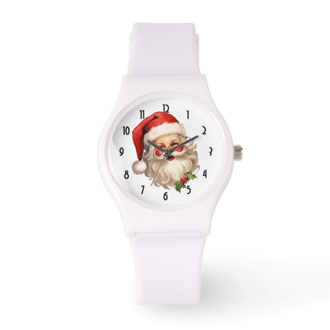 Montre Noël de style rétro Holly Jolly Santa Claus (Recto)
