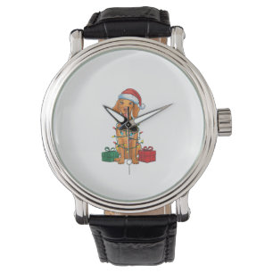 Montre Noël Éclairage Santa Chapeau Poméranie Chien Noël