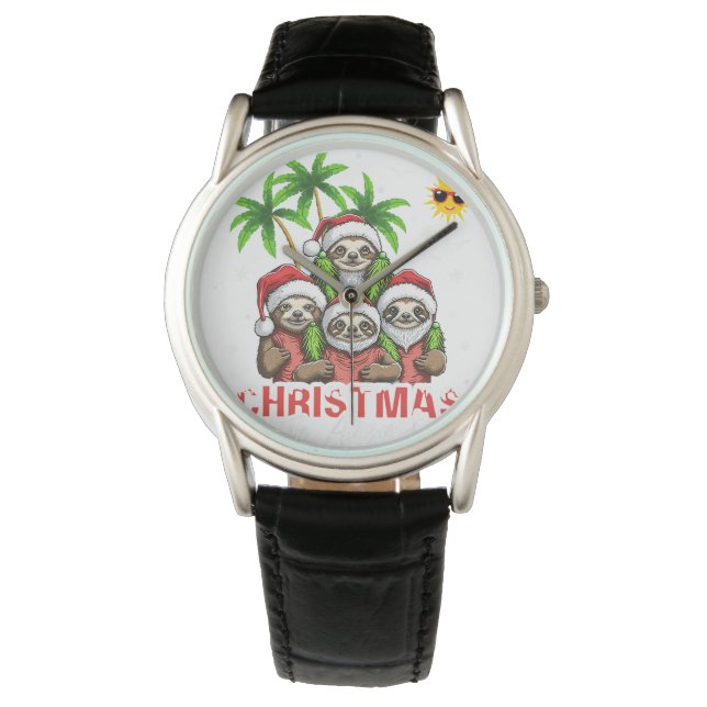 Montre Noël en Août Arc-en-ciel Flamant rose natation Boi (devant)
