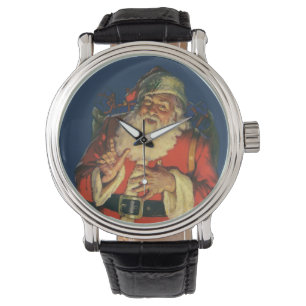 Montre Noël vintage, Jolly Santa Claus avec jouets