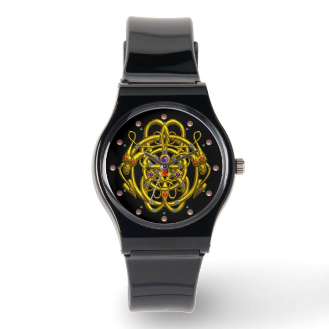 MONTRE NOEUDS CELTIQUES D'OR AVEC DRAGONS DOUCES (Recto)