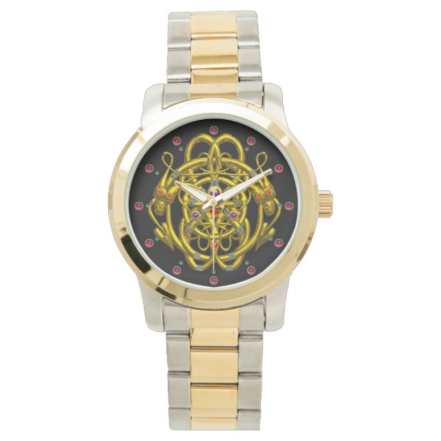 MONTRE NOEUDS CELTIQUES D'OR AVEC DRAGONS DOUCES (devant)