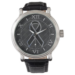 Montre Noir Chrome Style Ribbon Sensibilisation Dial