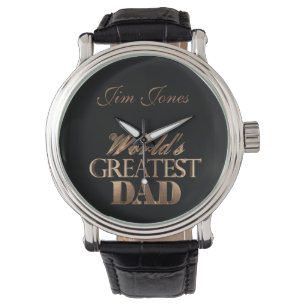 Montre Noir du plus grand papa du monde et texte élégan