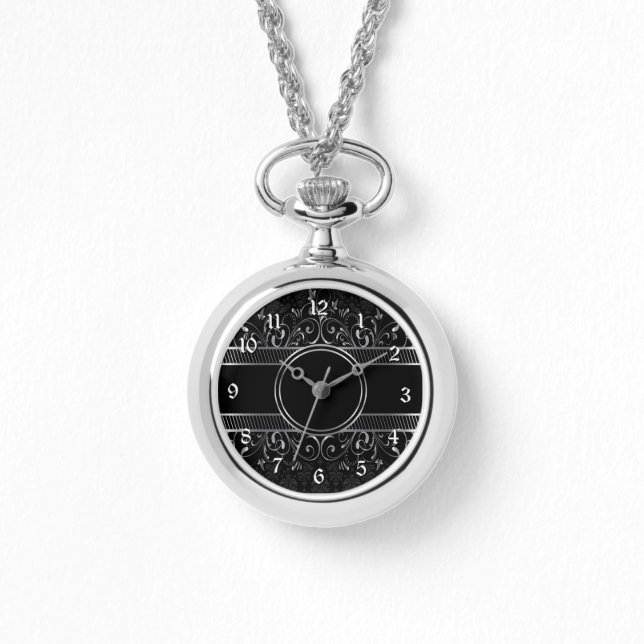 Montre Noir et Argent Ornate Gothique (Recto)