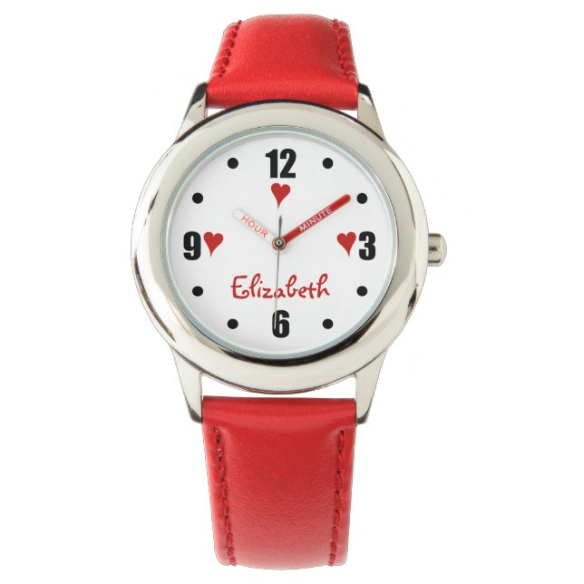 Montre Noir et rouge avec le coeur et le nom (devant)