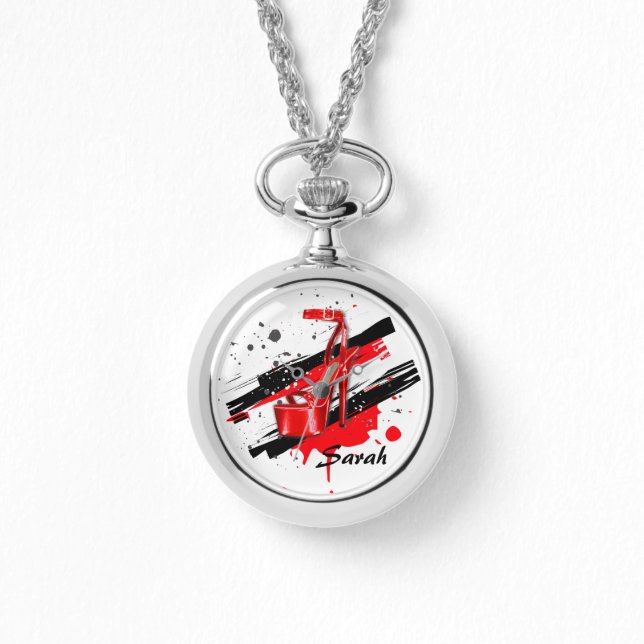 Montre Noir, Rouge et Blanc Haut talons chauds (Recto)