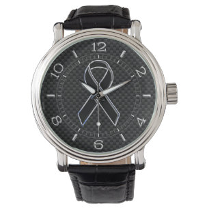 Montre Noir Sensibilisation au ruban Élégant Dial Carbone