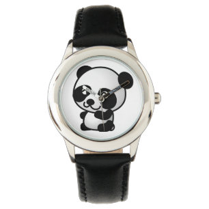Montre noire et blanche simple de panda