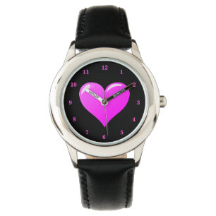 Montre noire et violette avec coeur