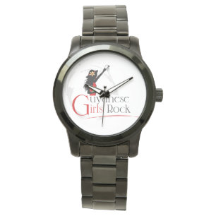 Montre noire surdimensionnée de bracelet de fille