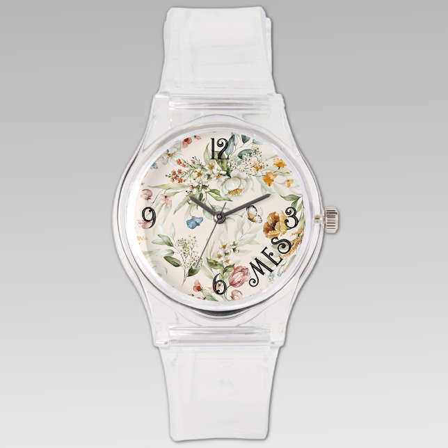 Montre Nom, 1600s Florals hollandais, Clear Silicone femm (Créateur téléchargé)