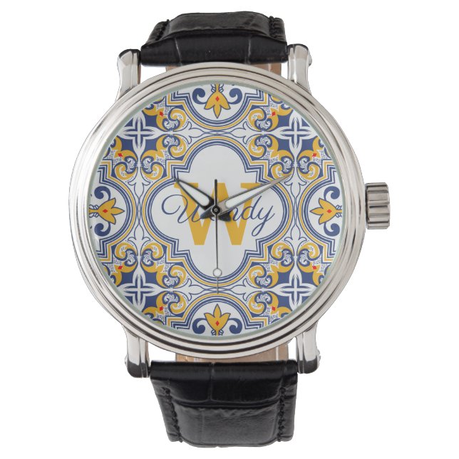 Montre 💙 💛 Nom + Azulejos initial (devant)