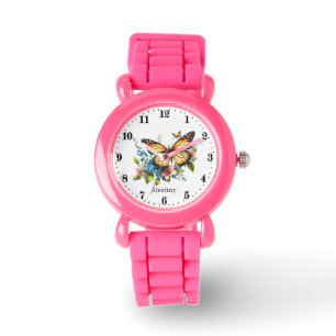 Montre Nom d'ajout de papillon filles mignonnes