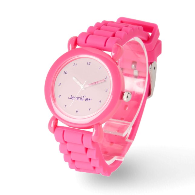 Montre Nom de la fille rose pâle et violette royale (Angle)