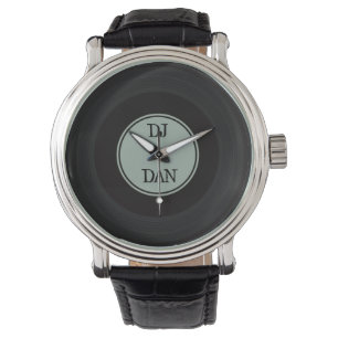 Montre Nom de musicien du DJ personnalisé rétro par