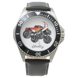 Montre Nom des garçons rouges et noirs - Camion Monster p