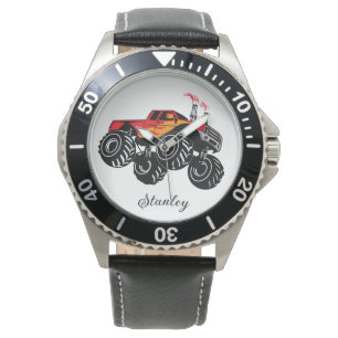 Montre Nom des garçons rouges et noirs - Camion Monster p