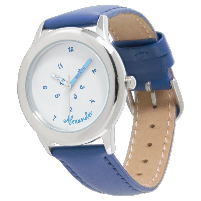 Montre Nom du garçon Cool mignon drôle Jumbled Heures Ble (Incliné)