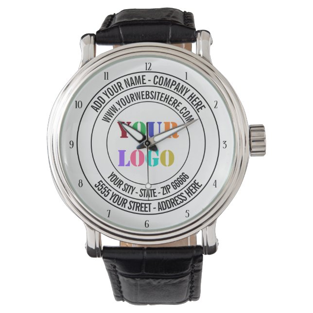 Montre Nom du logo du texte personnalisé Adresse Site Web (devant)