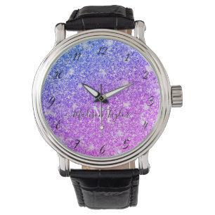 Montre Nom du monogramme de la Parties scintillant rose e