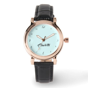 Montre Nom Élégant manuscrit Pastel Cyan élégant