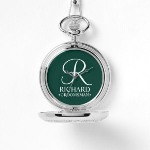 Montre Nom et monogramme du Groomsman personnalisé