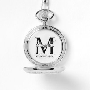 Montre Nom et monogramme du Groomsman personnalisé