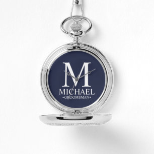 Montre Nom et monogramme du Groomsman personnalisé modern