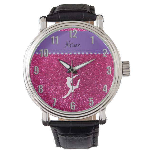 Montre Nom gymnaste neon pas rose parties scintillant (devant)