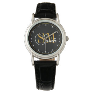 Montre Nom monogramme et signature élégante foncée