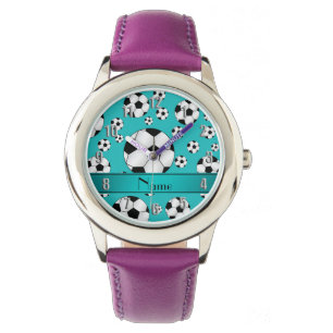Montre Nom personnalisé amusant boules de football turquo