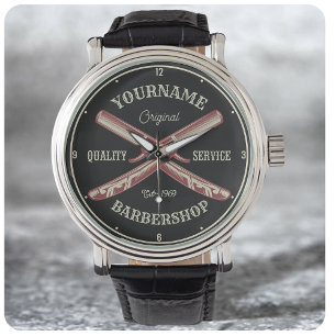 Montre NOM PERSONNALISÉ Barber Droit Razor Barbershop