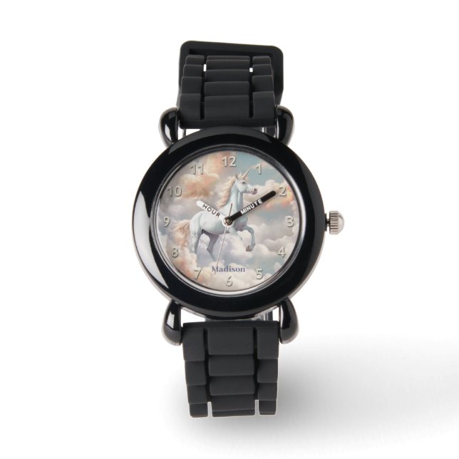 Montre Nom personnalisé belle licorne (Recto)