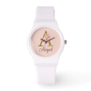 Montre Nom personnalisé Blush Rose Gold Lettre A