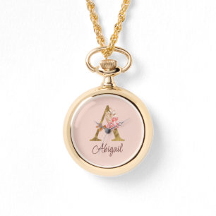 Montre Nom personnalisé Blush Rose Gold Lettre A