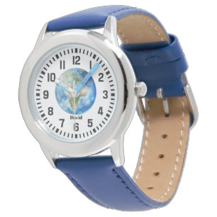 Montre Nom personnalisé cool Aquarelle Terre Planète