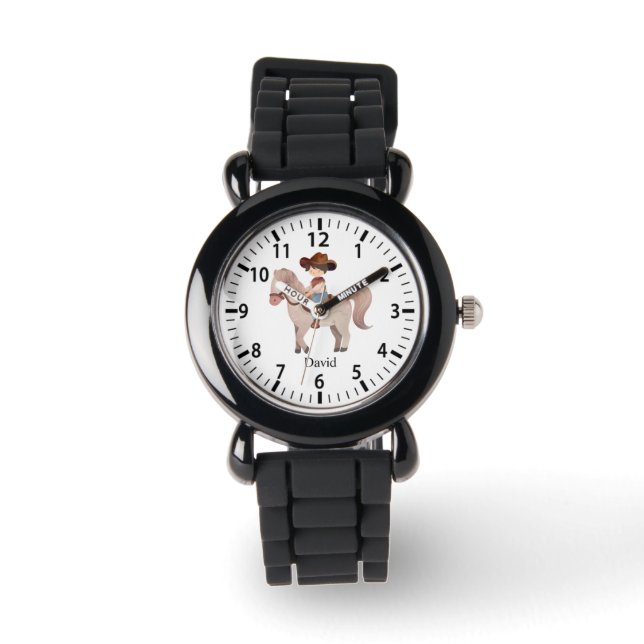 Montre Nom personnalisé cool Cowboy sur cheval (Recto)