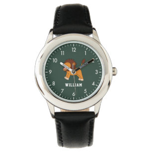 Montre Nom Personnalisé Cute Lion Retour À L'École