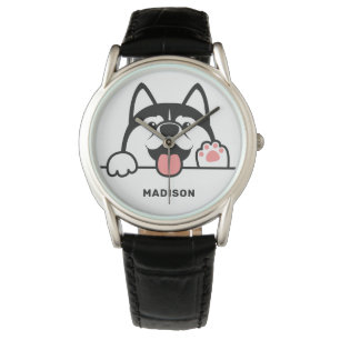 Montre Nom personnalisé Cute Siberian Husky