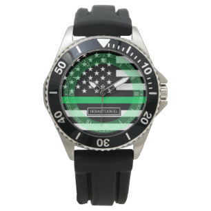 Montre Nom personnalisé de l'indicateur Ligne verte minc