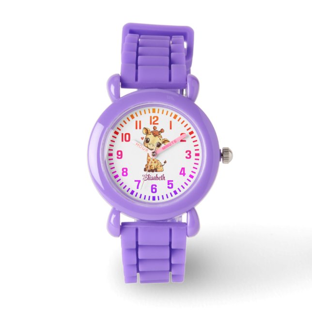 Montre Nom personnalisé du cool Little Giraffe (Recto)