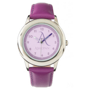 Montre Nom personnalisé Élégant Français Lilac Enfants Mo