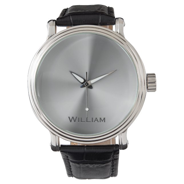 Montre Nom personnalisé en métal brossé (devant)
